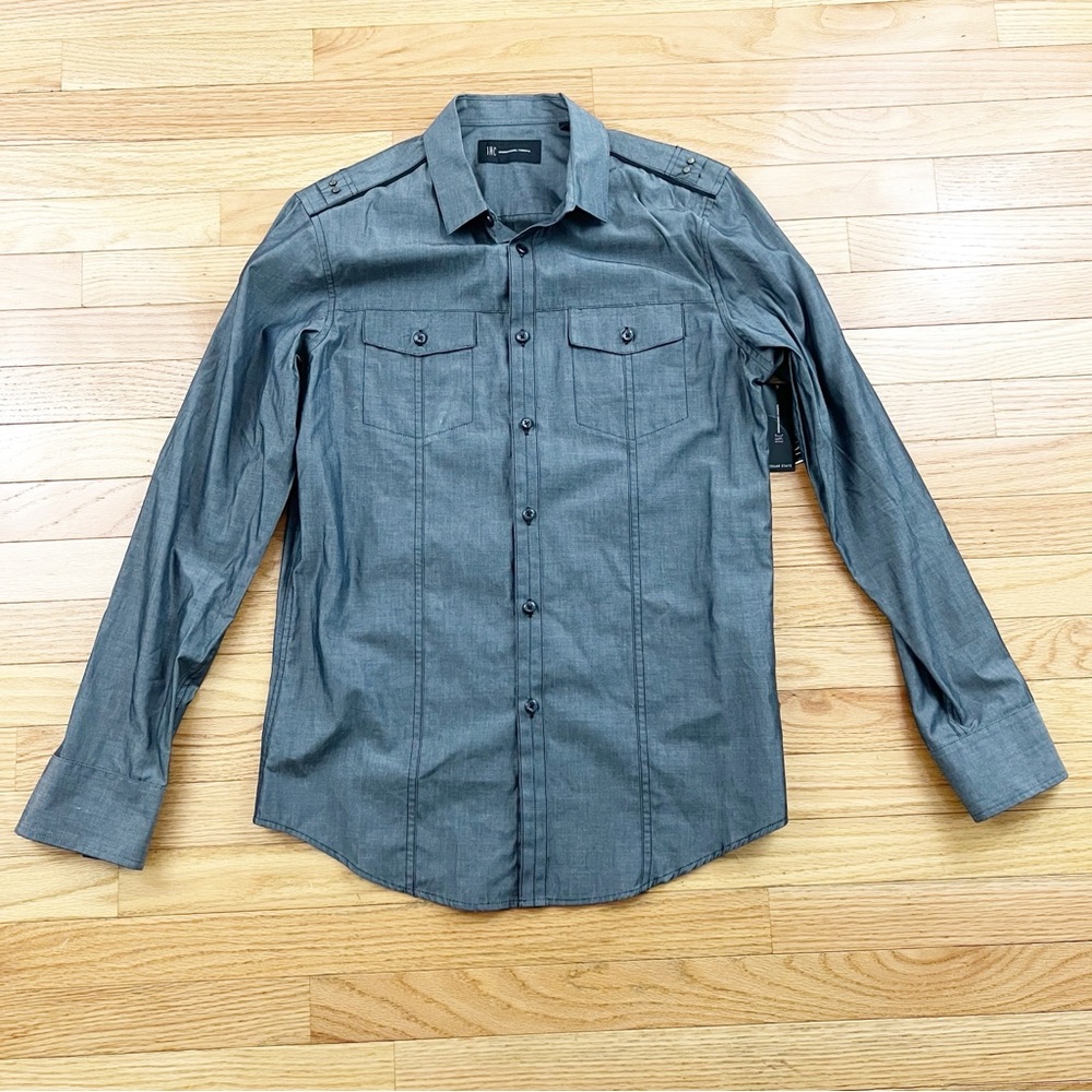 INC Gray Button Down Shirt Size Small